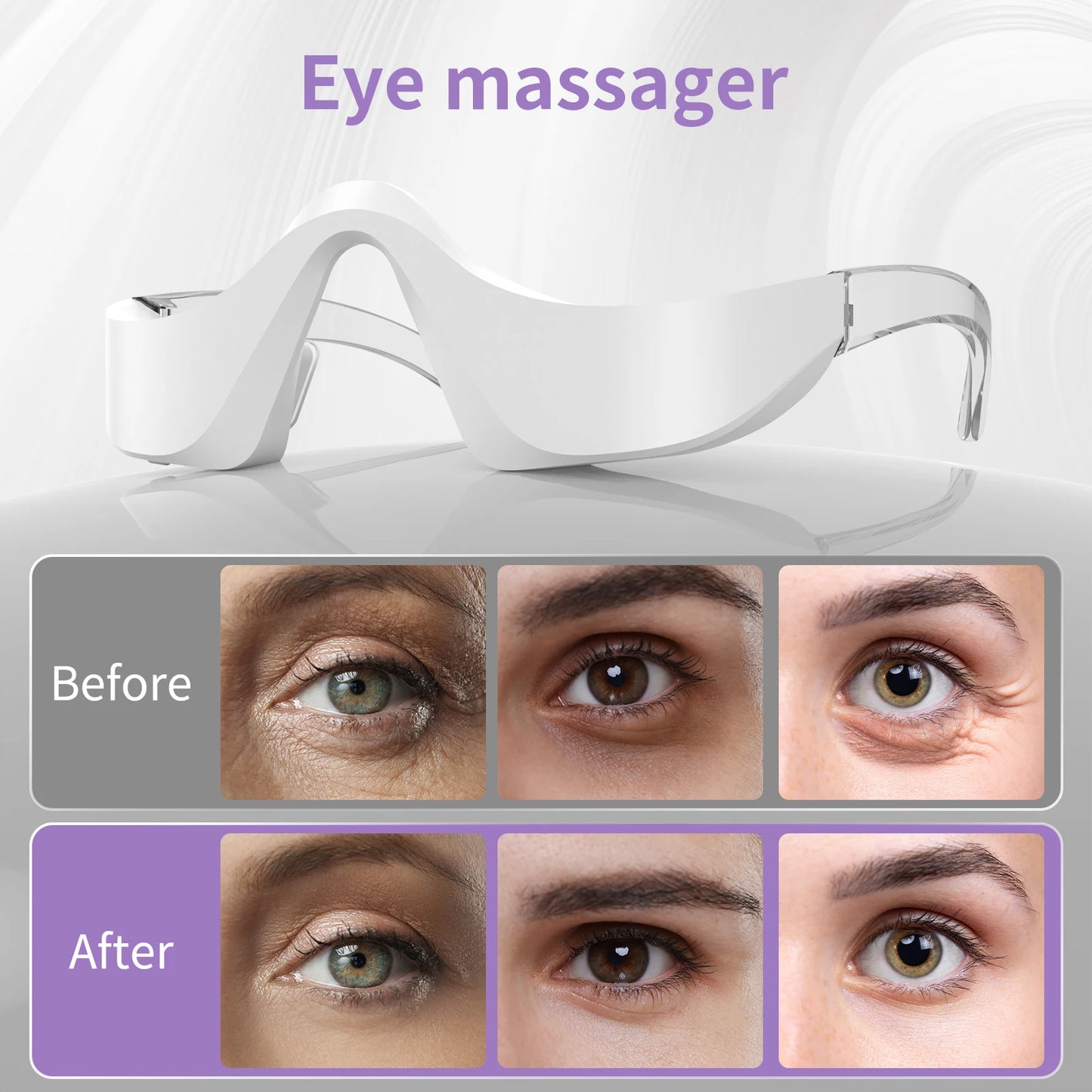 Appareil de beauté sous les yeux Photon LED 3 en 1, masseur oculaire anti cerne.