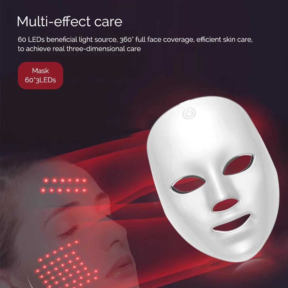 7-Color Wireless LED Mask Photon LED Facial Mask Skin Firming Anti-Aging Rejuvenation Beauty Mask Machine