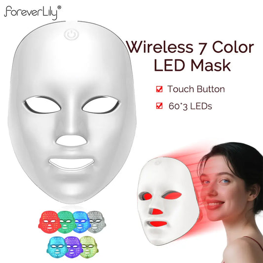 Kabellose LED-Maske 7 Farben LED-Gesichtsmaske Photonen-Hautstraffung Anti-Aging-Verjüngung Schönheitsmaskenmaschine