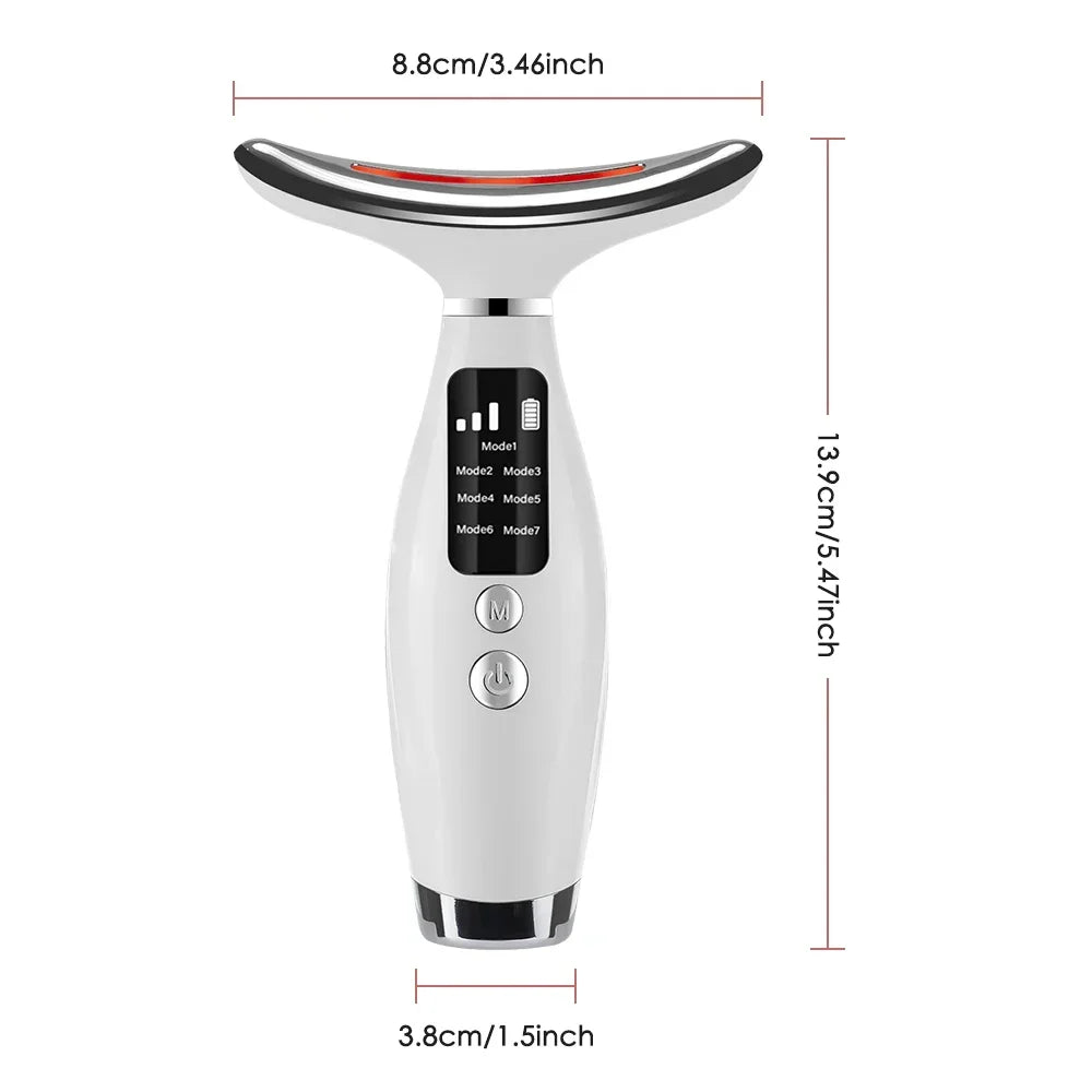Masseur de visage et de cou LED à usage domestique, 7 couleurs, lumino-thérapie