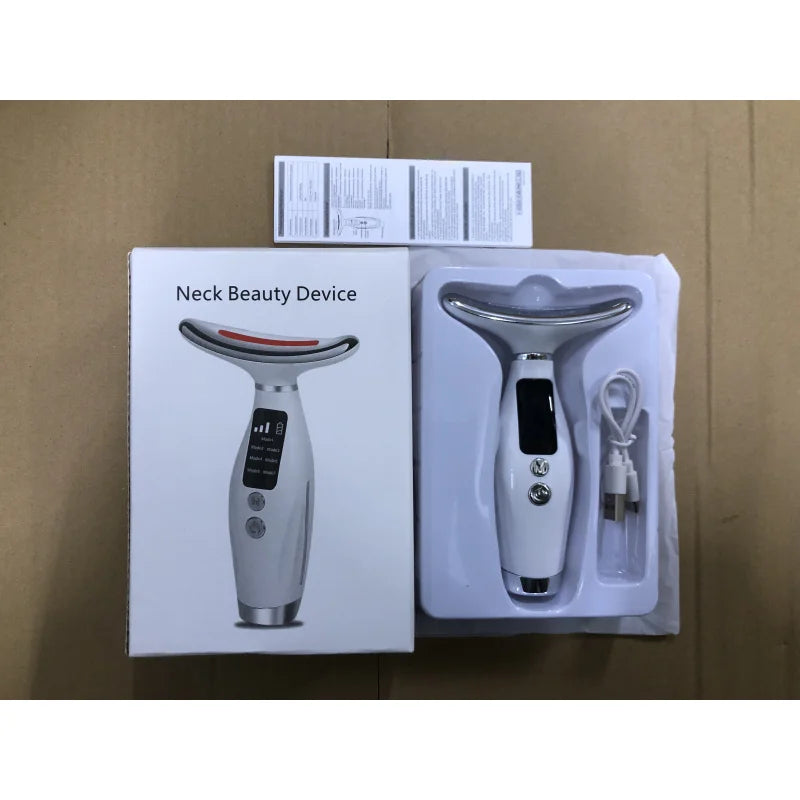 Masseur de visage et de cou LED à usage domestique, 7 couleurs, lumino-thérapie