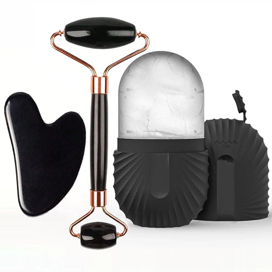 Kit soins visage-Rouleau de jade, Gua Sha & Glaçon Masseur