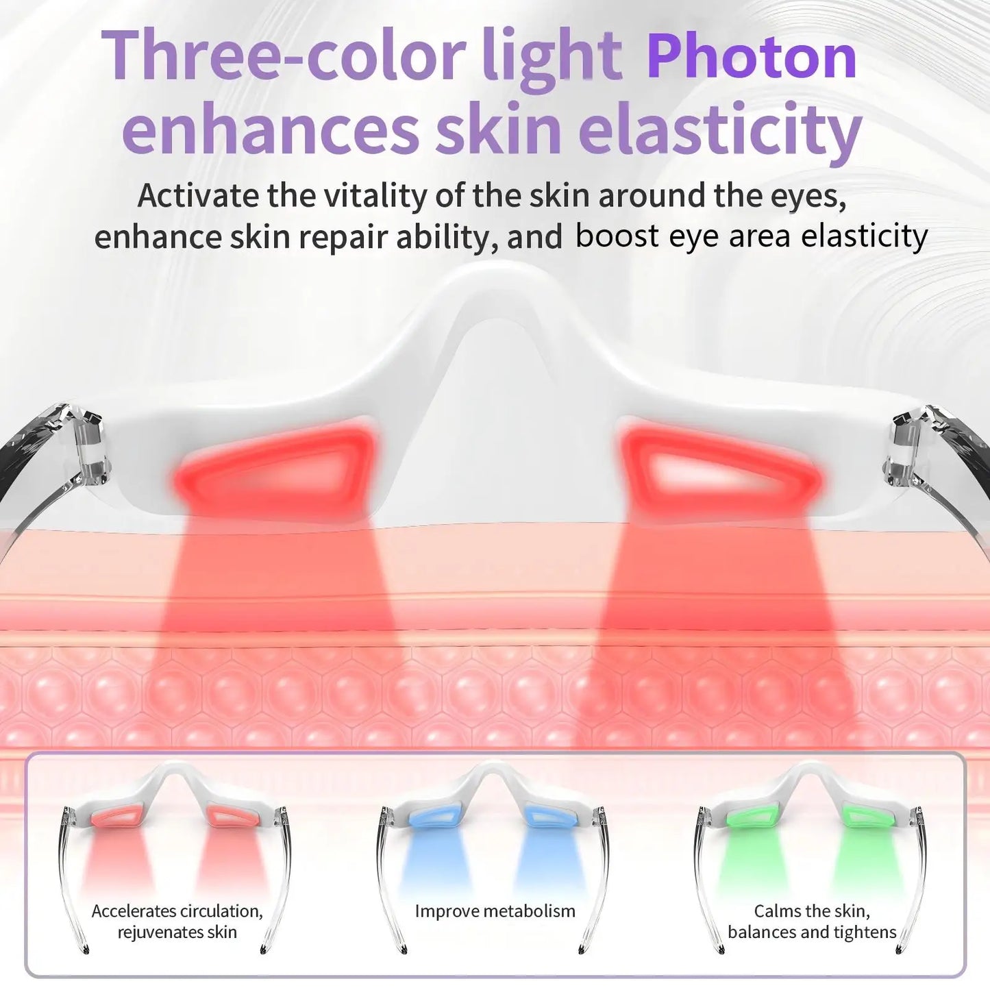 Appareil de beauté sous les yeux Photon LED 3 en 1, masseur oculaire anti cerne.