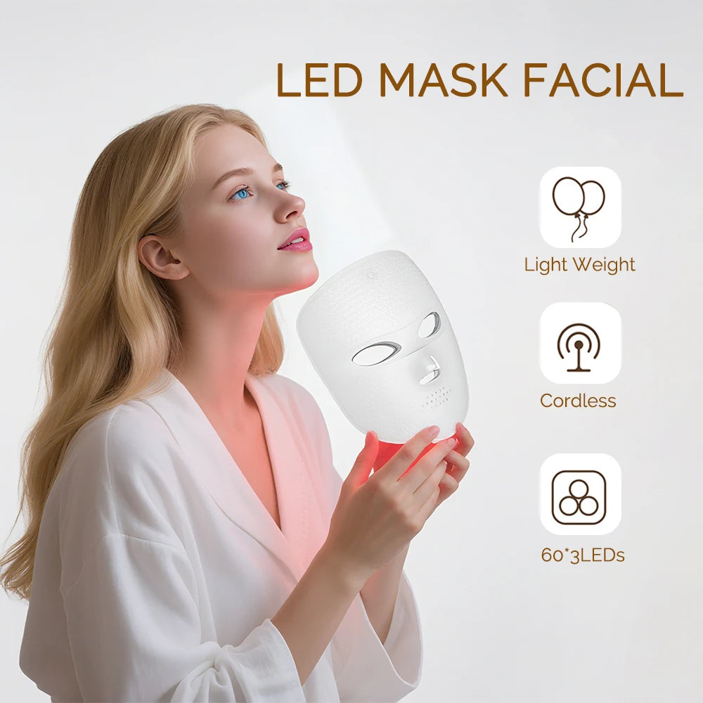 7-Color Wireless LED Mask Photon LED Facial Mask Skin Firming Anti-Aging Rejuvenation Beauty Mask Machine