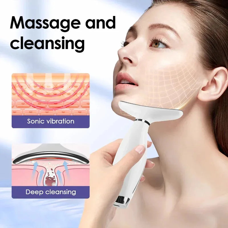 Masseur de visage et de cou LED à usage domestique, 7 couleurs, lumino-thérapie